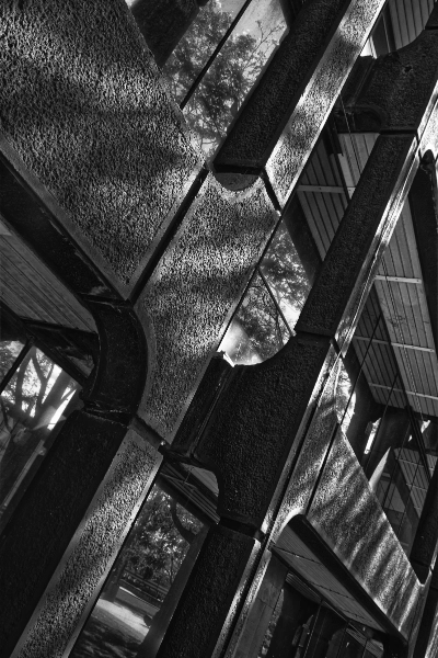 Steel and glass, looking up