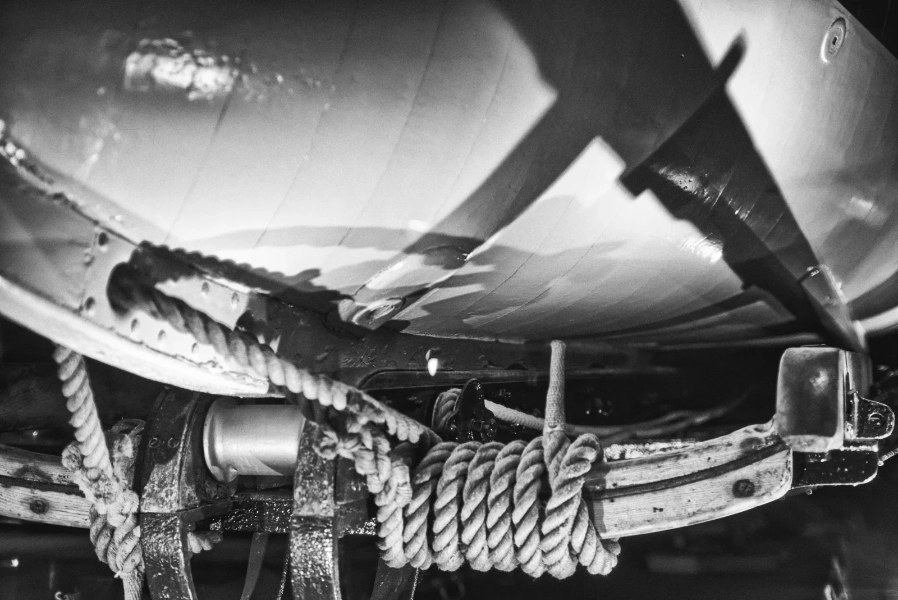 Ropes on a boat's bow