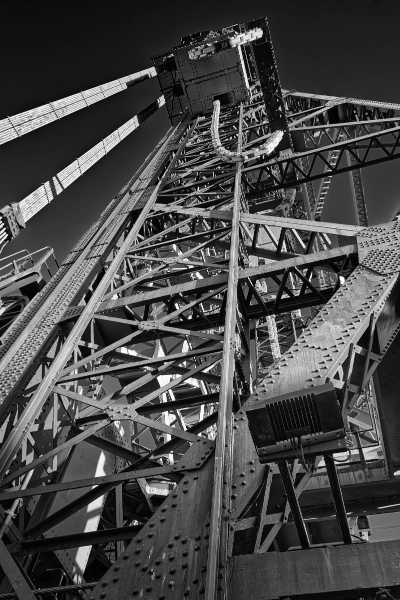 Transporter Bridge ironwork from below