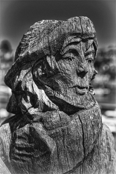 Carved wooden face