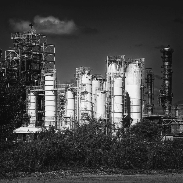 Chemical plant against cloud